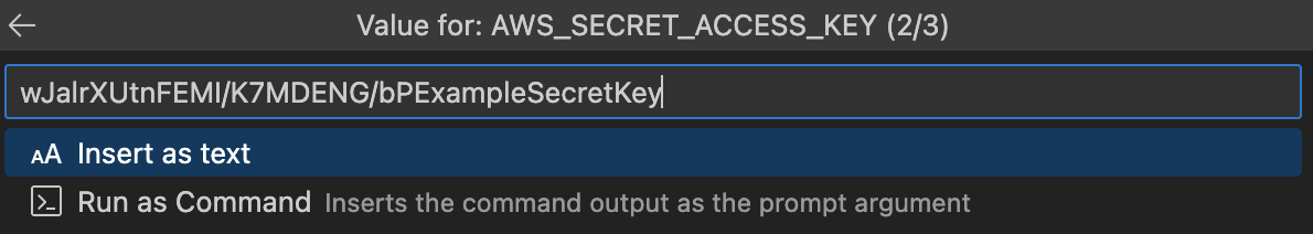 AWS Secret Access Key argument