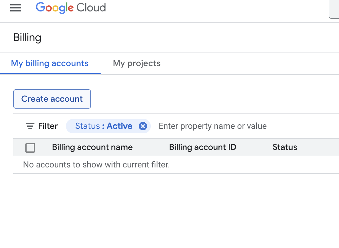 Create billing account page